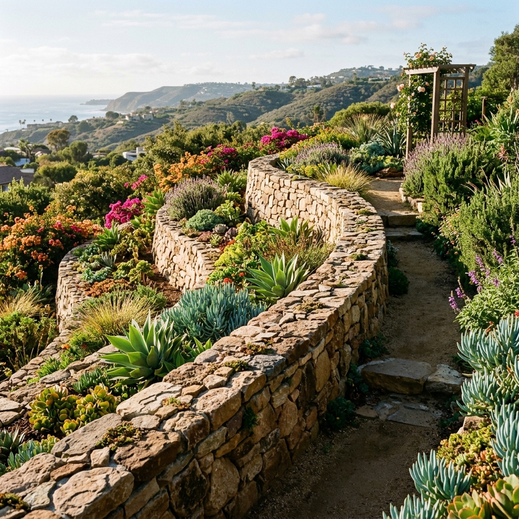 Natural stone and boulder retaining wall